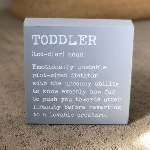 Definition of a toddler - funny wood sign